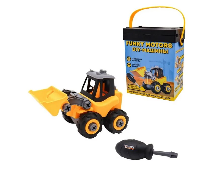 Конструктор Funky Toys DIY. Погрузчик экскаватор с отверткой - изображение 1