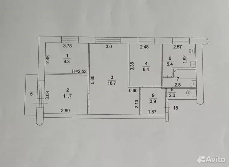 4-к. квартира, 63 м², 5/5 эт. - миниатюра 6