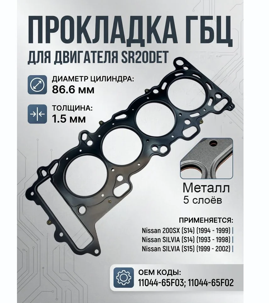 SR20DET прокладка ГБЦ (металл 1,5 мм) - изображение 1