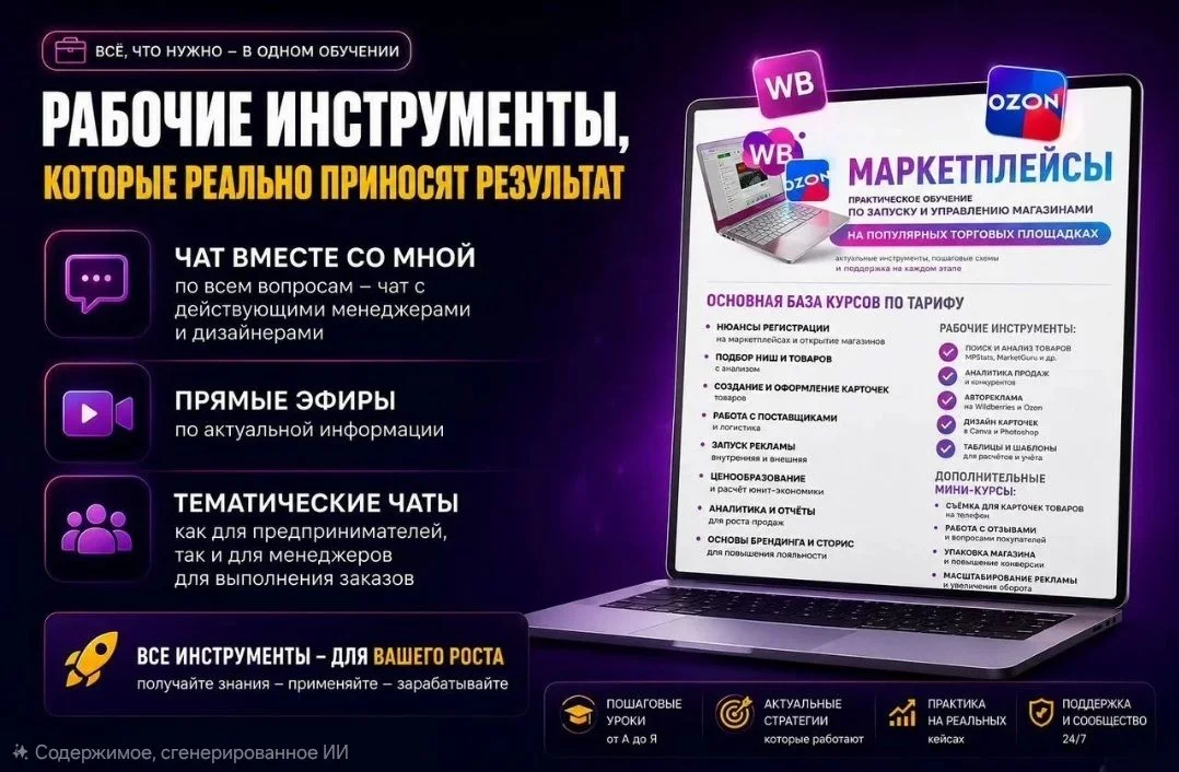 Обучение WB/Ozon+ создание продающих карточек - миниатюра 2