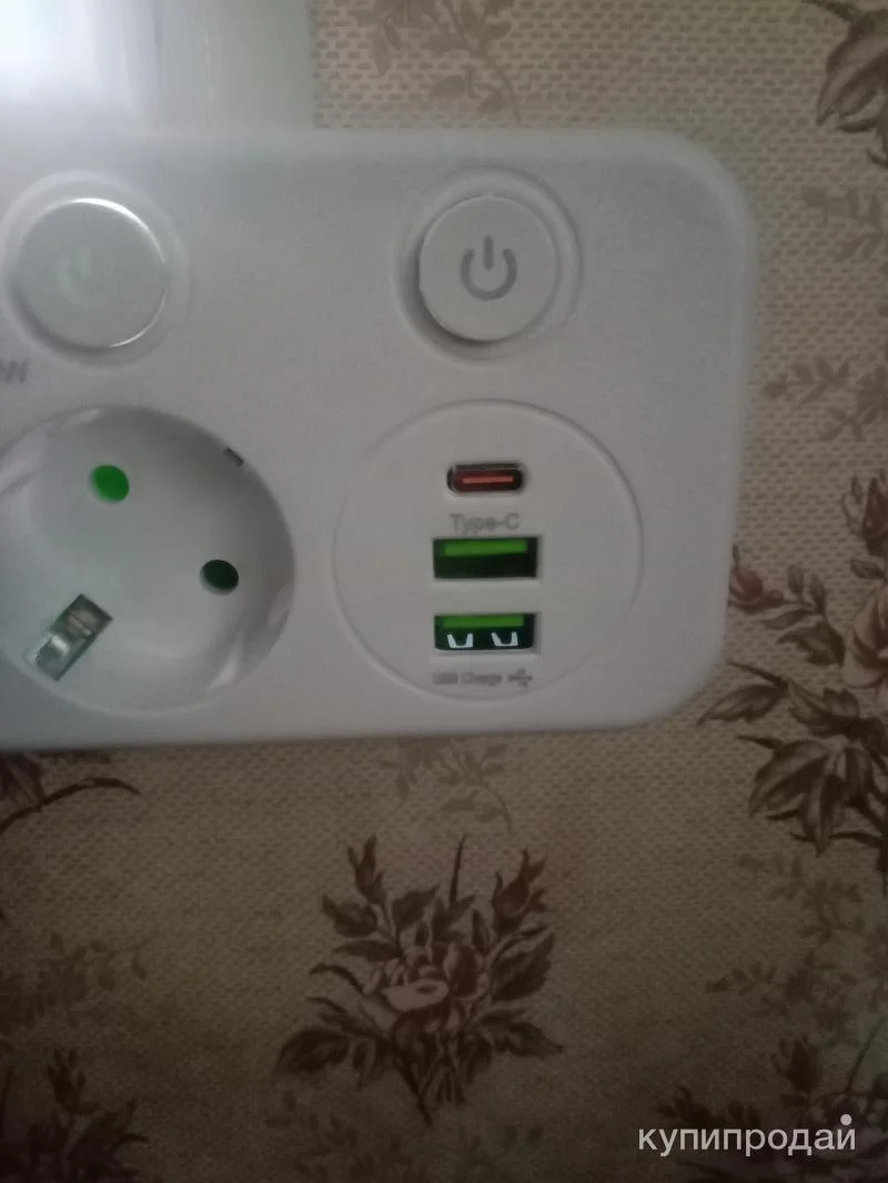 Розетка накладная тройная с ночником, USB зарядкой - миниатюра 4
