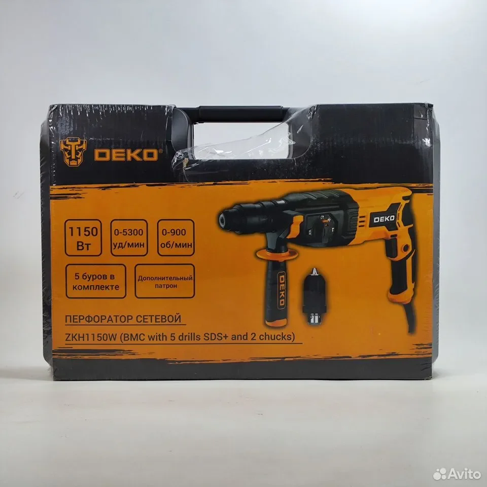 DEKO ZKH1150W в кейсе с набором из 5 буров SDS+ и дополнительным патроном 084-1017 / сетевой - миниатюра 2