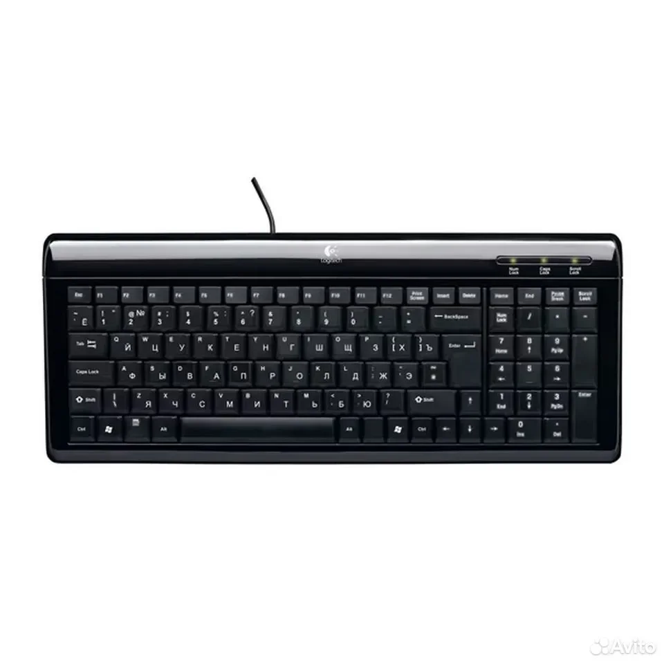 Logitech Ultra-Flat Keyboard Black USB+PS/2 / проводная клавиатура / 967653-0112 - изображение 1