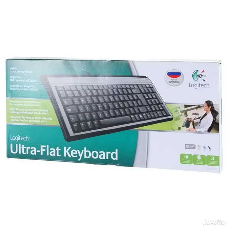 Logitech Ultra-Flat Keyboard Black USB+PS/2 / проводная клавиатура / 967653-0112 - миниатюра 4