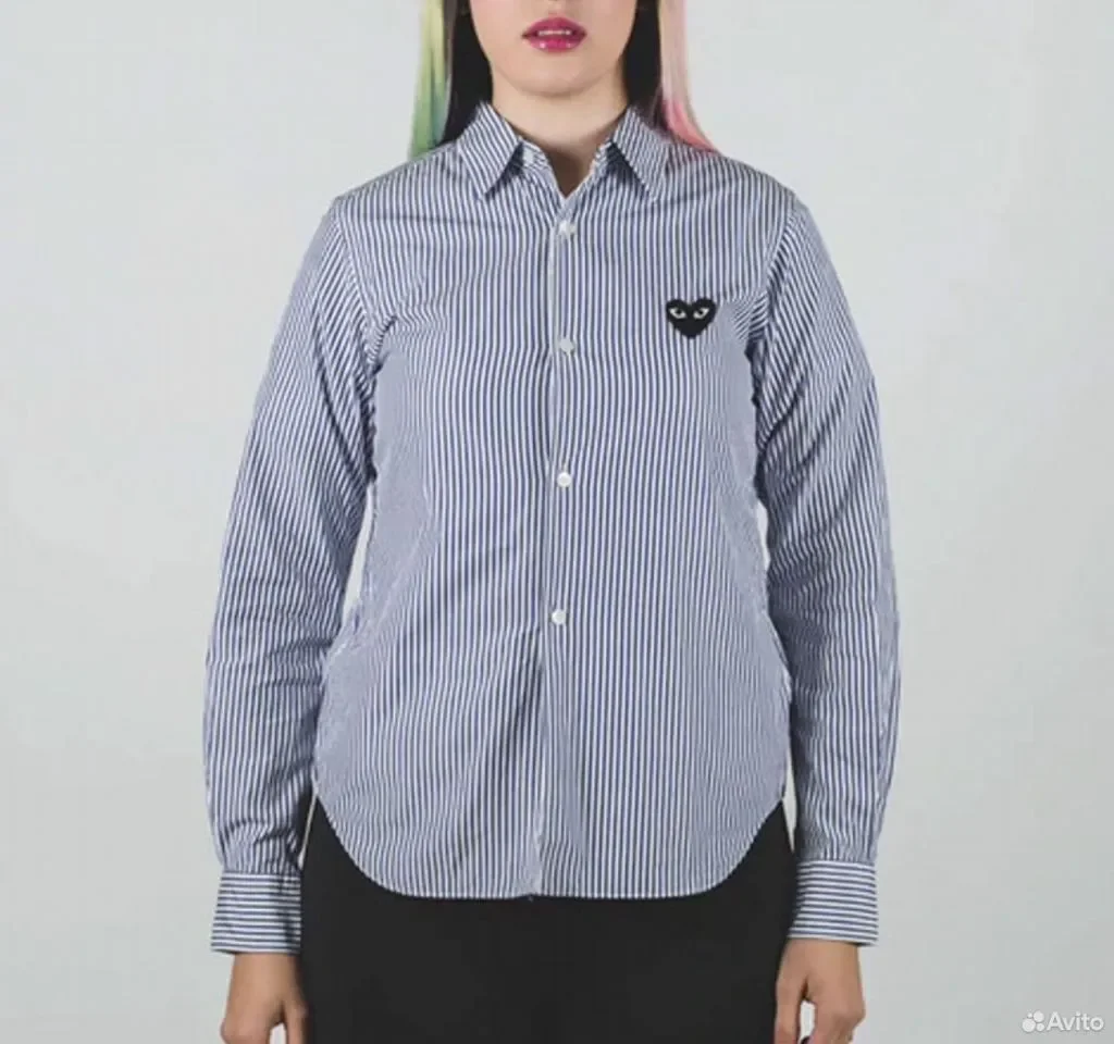 Рубашка Comme des Garcons Play Striped Shirt - миниатюра 3