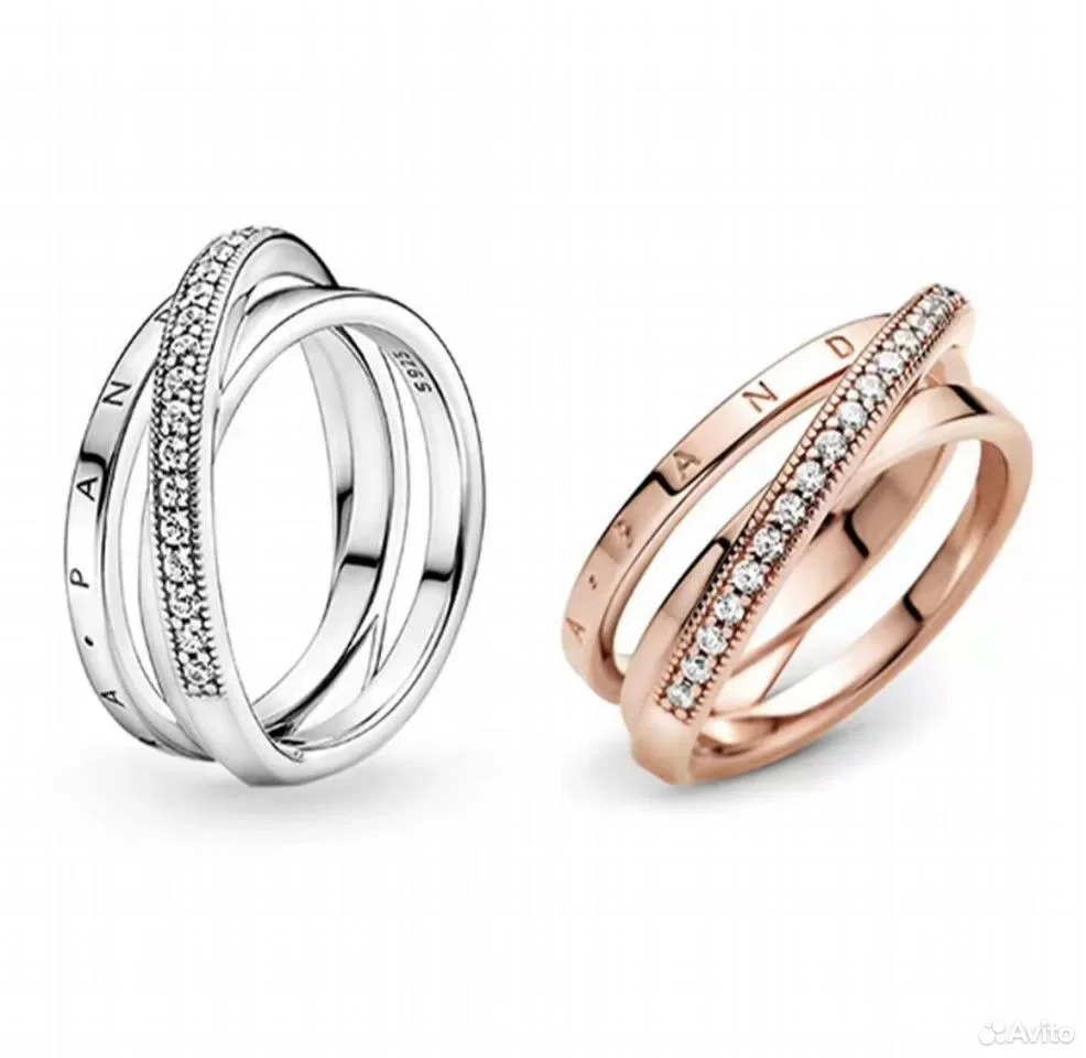 Кольца Pandora Crossover Pave 3 Stripes - миниатюра 2