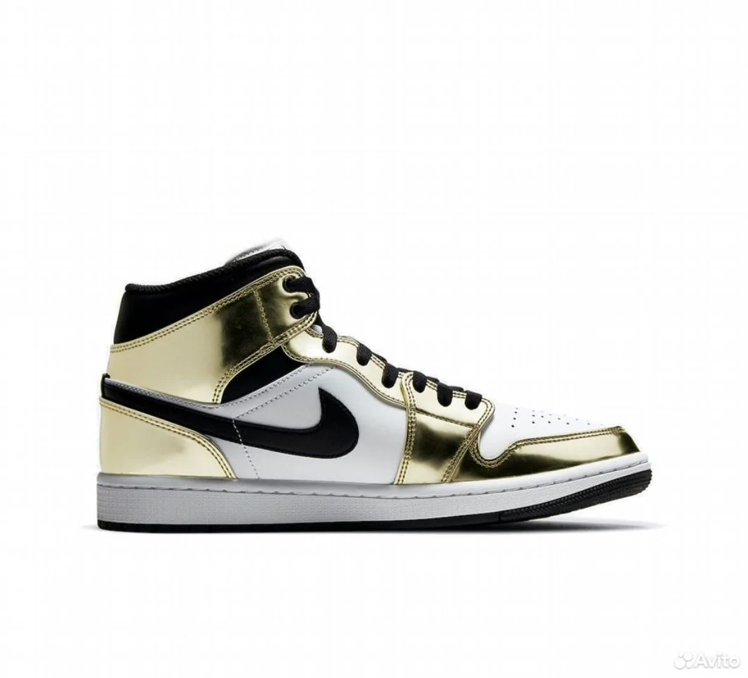 Кроссовки Nike Air Jordan 1 Mid SE Metallic Gold - миниатюра 2