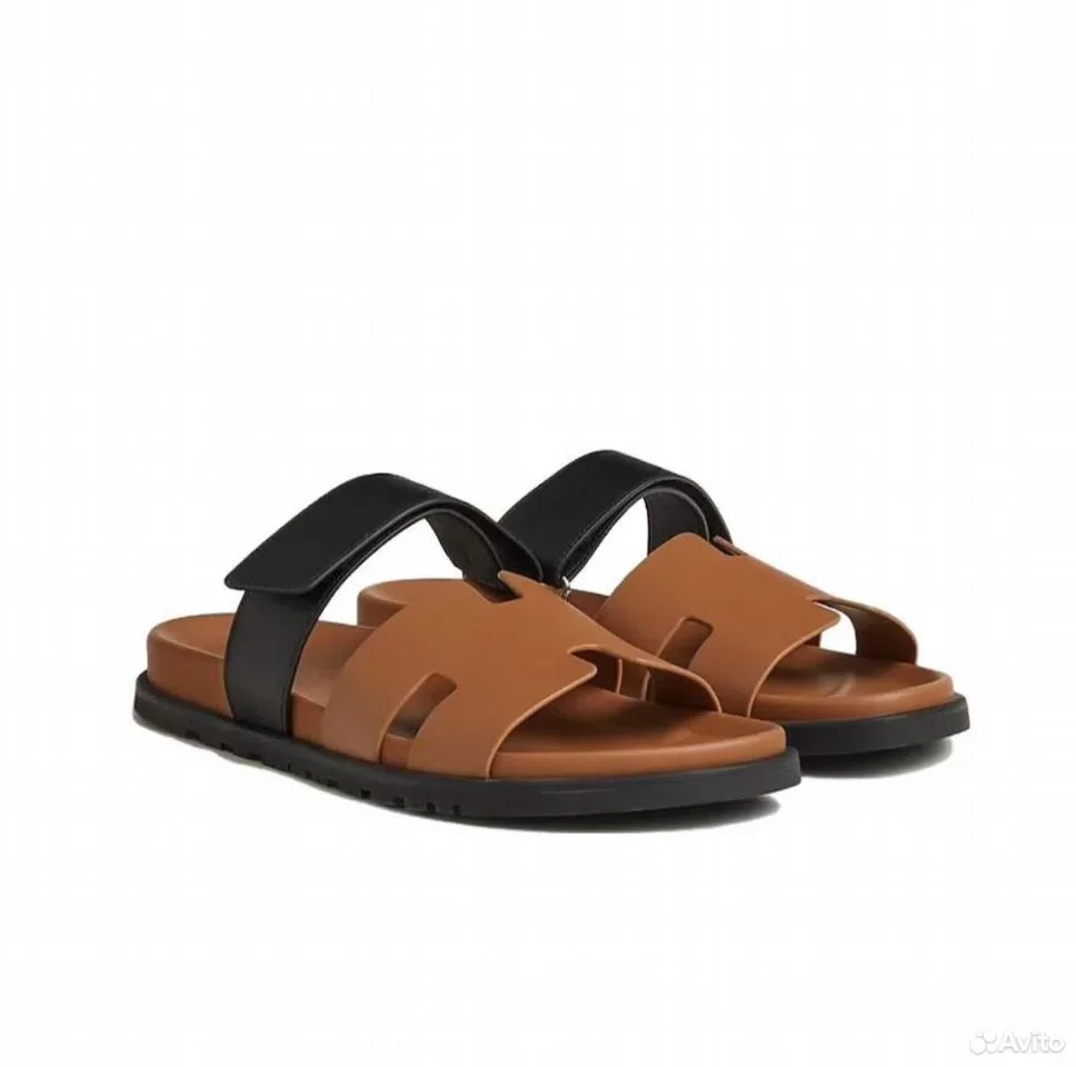 Сандали Hermes Chypre Leather Brown Slide - изображение 1