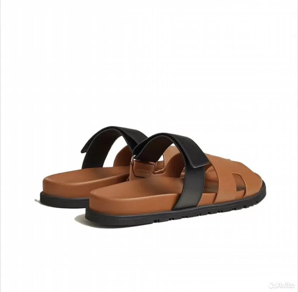 Сандали Hermes Chypre Leather Brown Slide - миниатюра 3