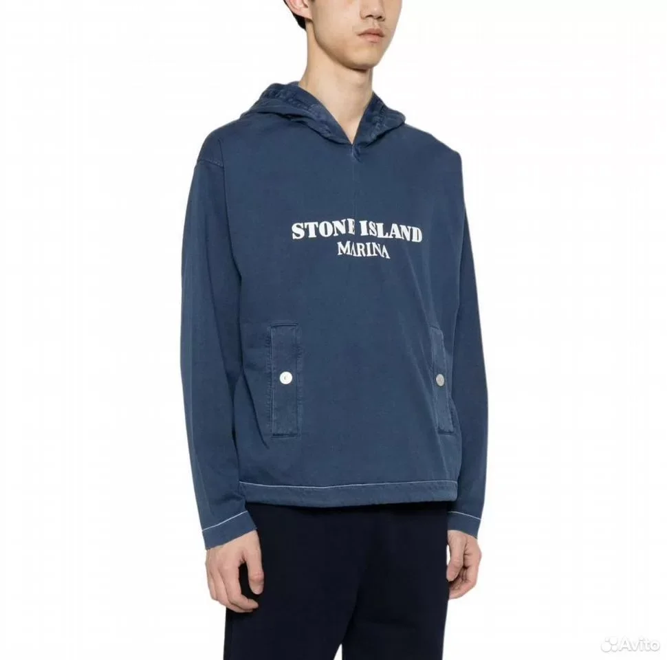 Худи Stone Island Marina Royal Blue Logo - миниатюра 3