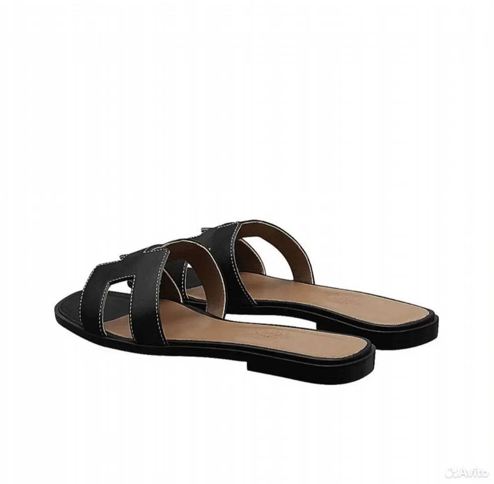Сандали Hermes Oran Black Leather - миниатюра 2