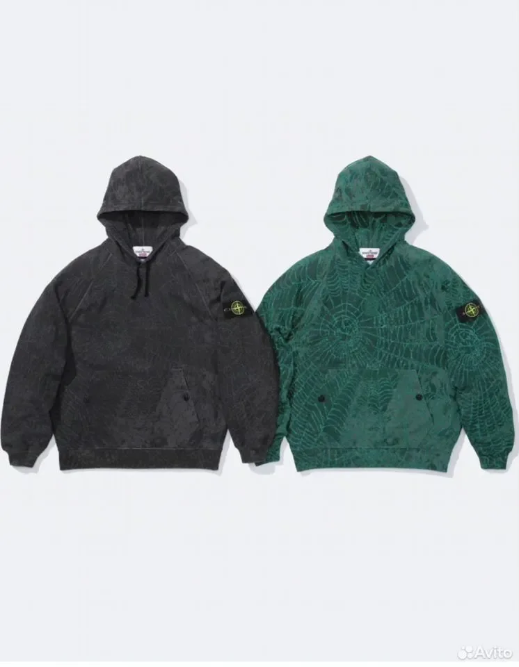 Худи Stone Island x Supreme FW23 Green - миниатюра 2