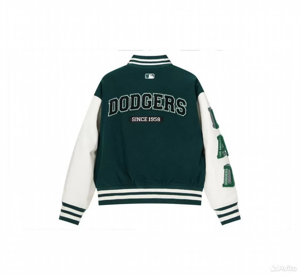 Бомбер MLB Los Angeles Dodgers Green and White - миниатюра 2