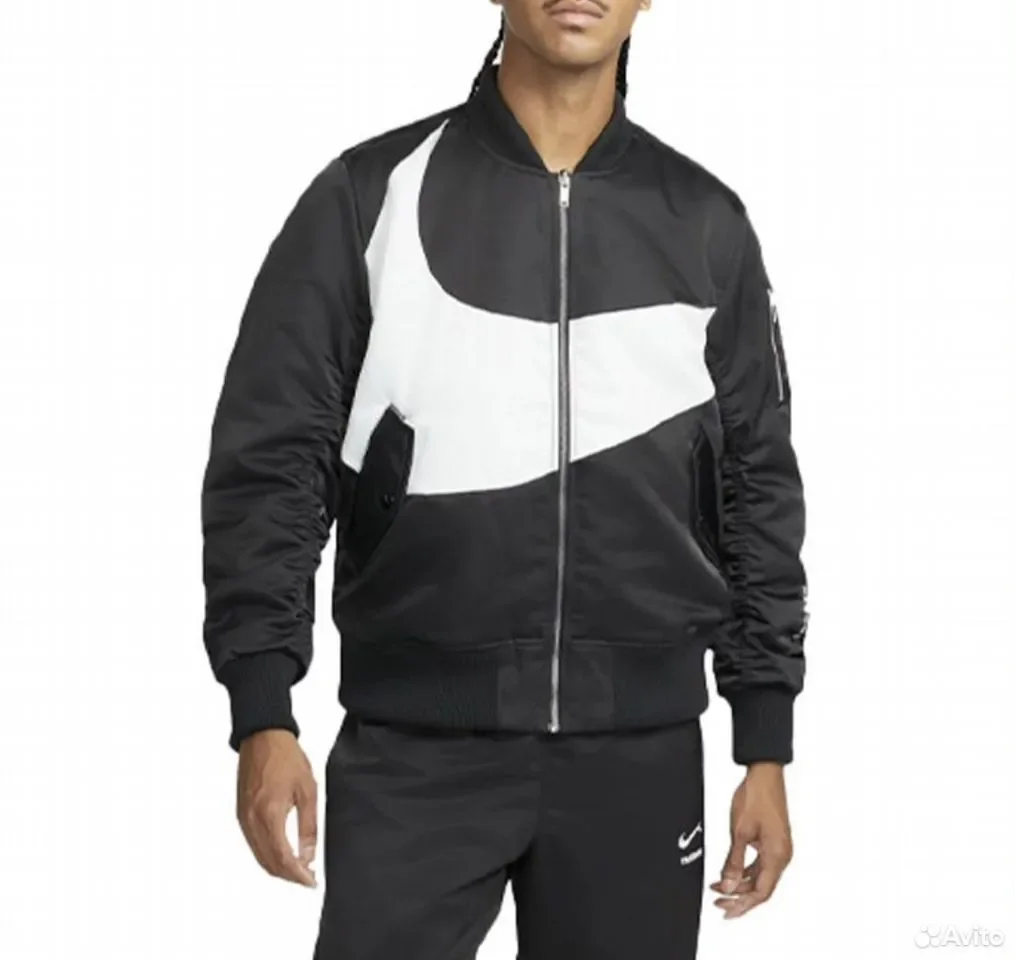 Кофта Бомбер Nike Swoosh Therma-Fit Black Reverse - миниатюра 5