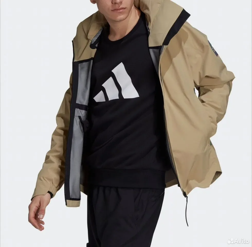 Ветровка Adidas Myshelter Rain.dry Jacket Beige - миниатюра 5