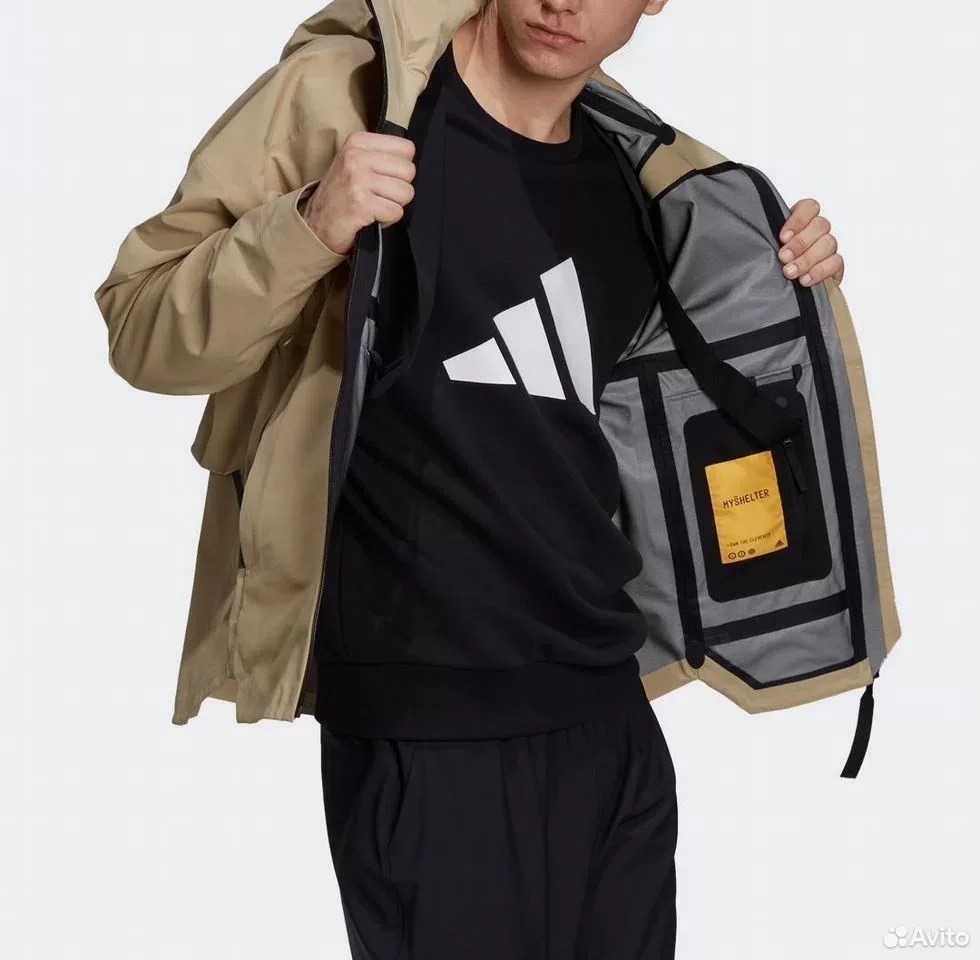 Ветровка Adidas Myshelter Rain.dry Jacket Beige - миниатюра 6