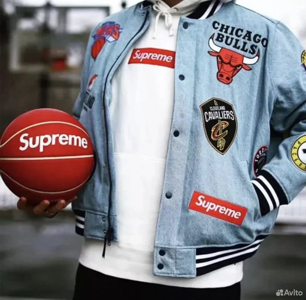 Кофта бомбер Supreme x NBA Team Warm-up Jacket - миниатюра 3