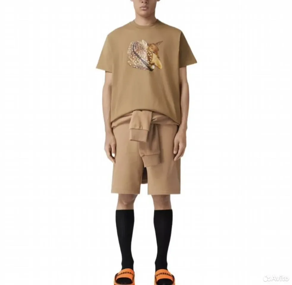Футболка Burberry Deer Print Beige - миниатюра 3