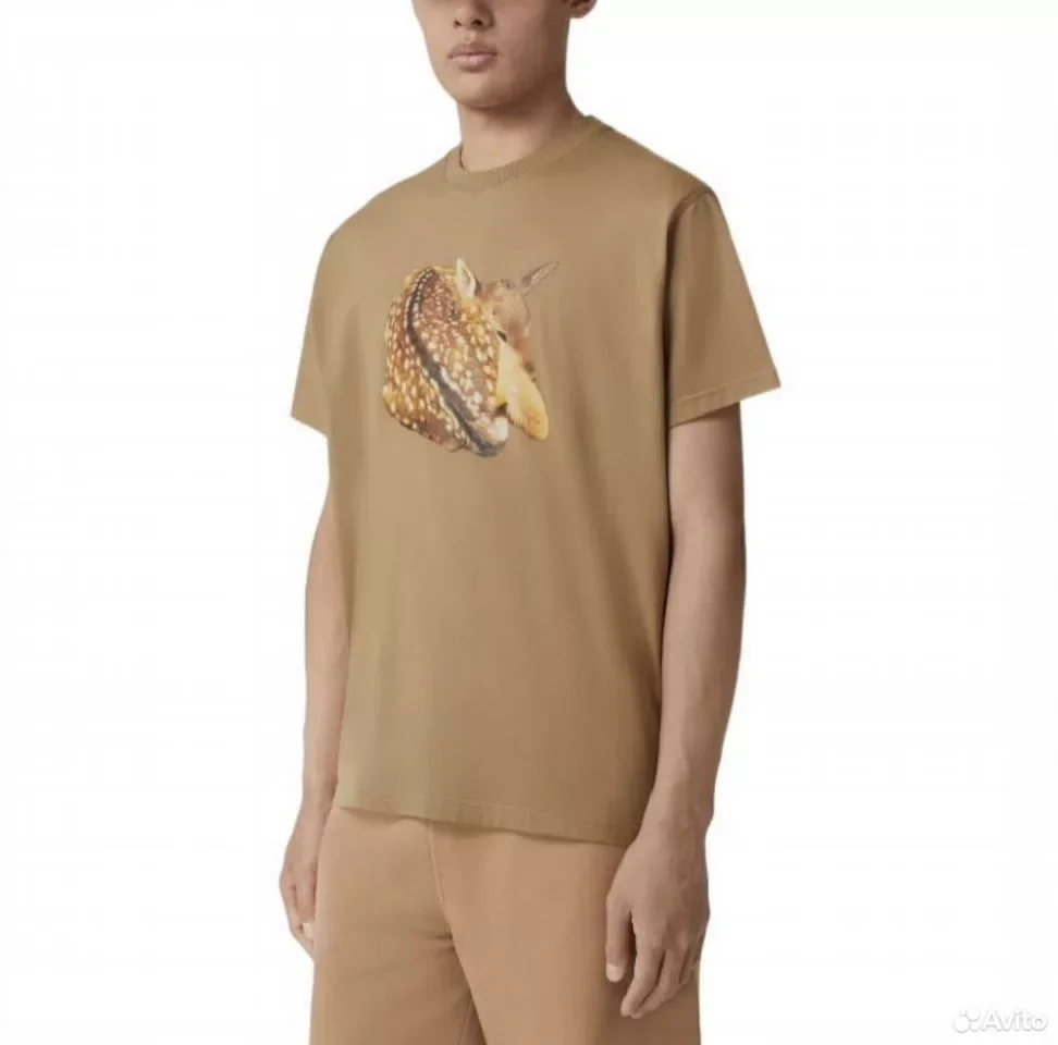 Футболка Burberry Deer Print Beige - миниатюра 4