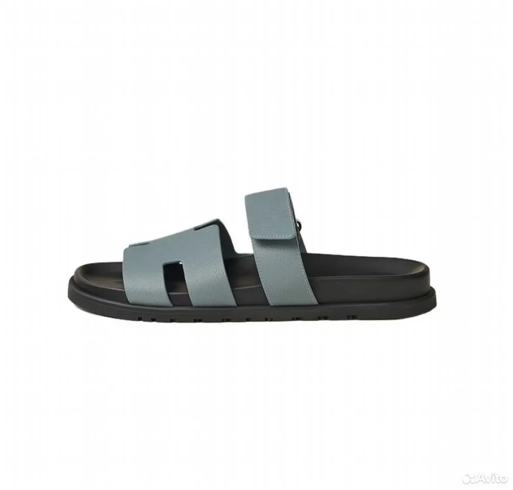 Сандали Hermes Chypre Blue Buck Slide - миниатюра 2