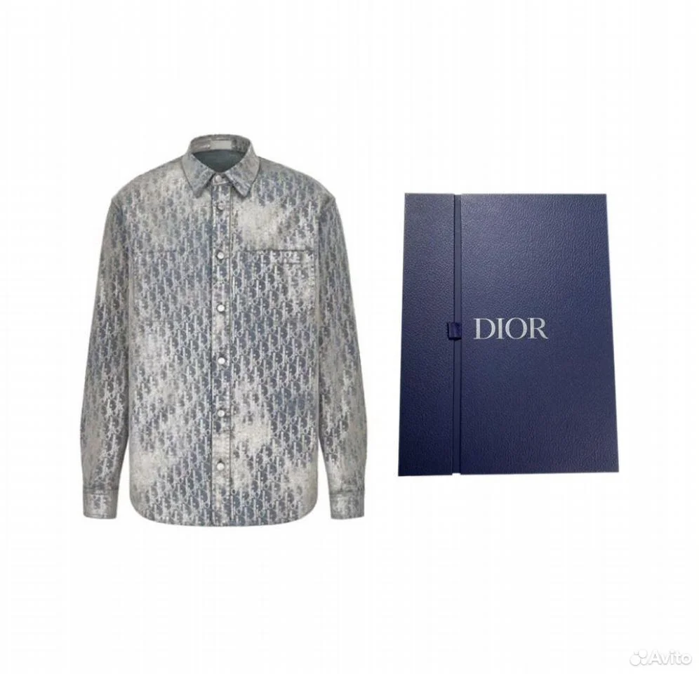 Рубашка Dior Blue Logo SS 22 - миниатюра 3