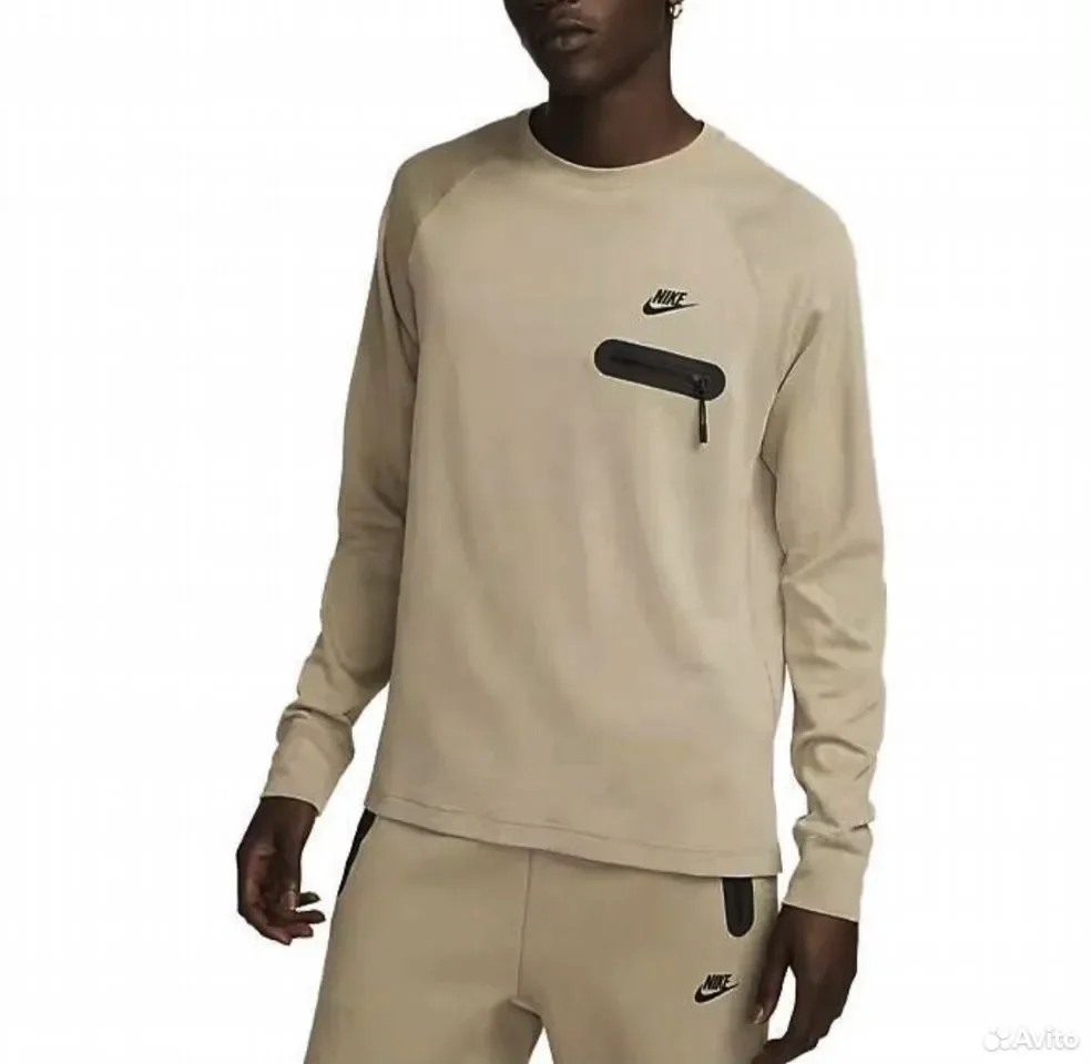 Лонгслив Nike Tech Fleece Beige - миниатюра 3