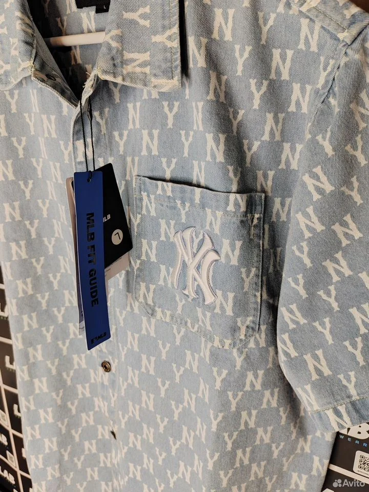 Джинсовая рубашка MLB classic monogram denim - миниатюра 3