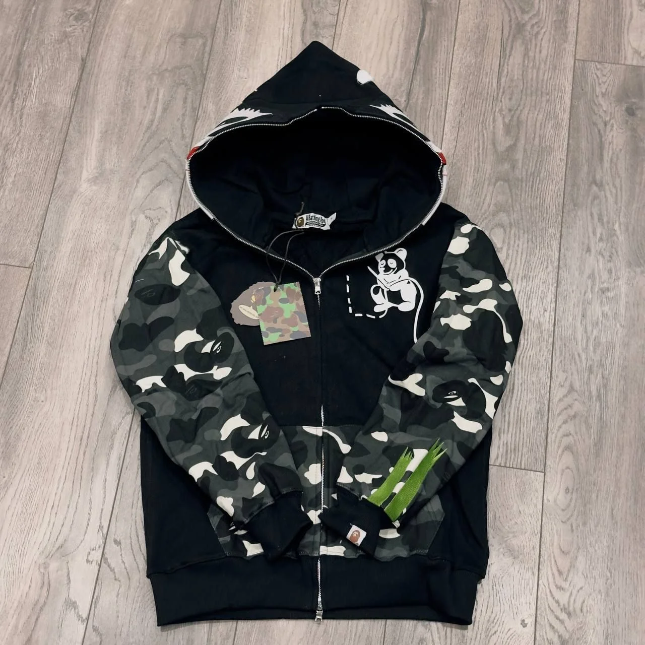 Зип Худи Bape Panda Black Camo - миниатюра 4
