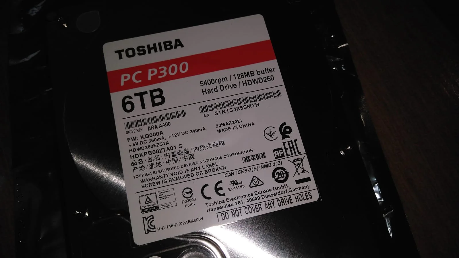 6 ТБ Жесткий диск Toshiba P300 HDWD260UZSVA - миниатюра 4