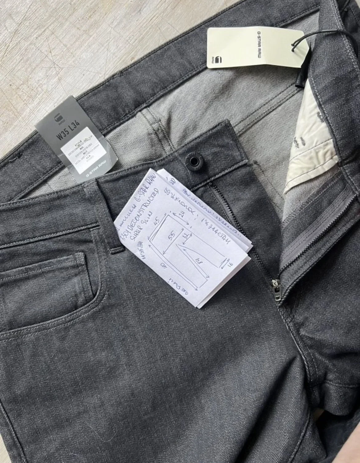 Джинсы G-Star Raw 3301 Deconstructed Super Slim - миниатюра 7