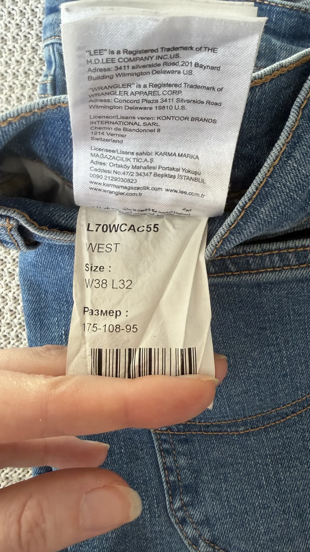 Мужские джинсы Levi’s Lee Wrangler оригинал - миниатюра 3