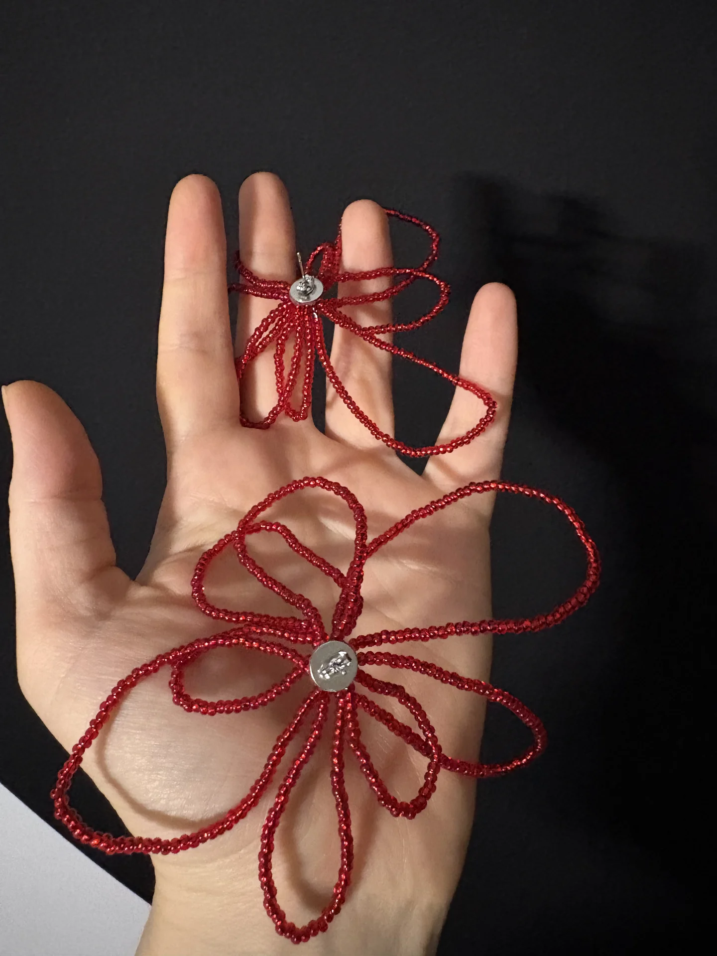 Объемные серьги из бисера цветы - миниатюра 3