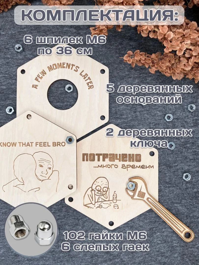 Клетка для бутылки с гайками, подарок мужчине - миниатюра 4
