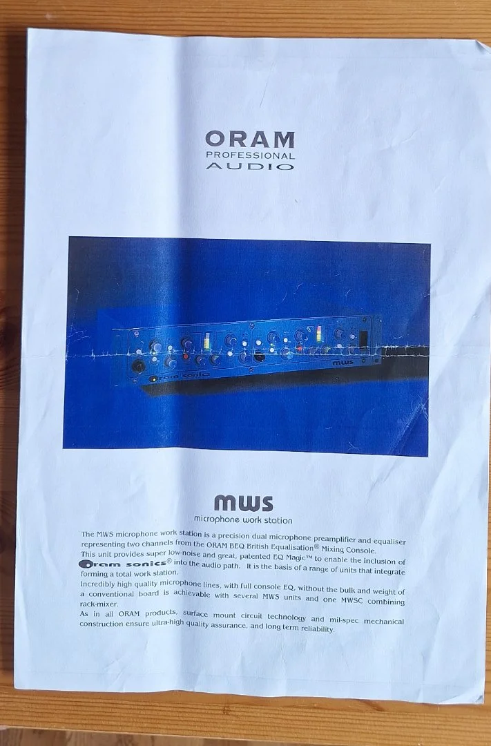 Предусилитель Oram Sonics MWS (Full Box, UK, 220V) - миниатюра 6