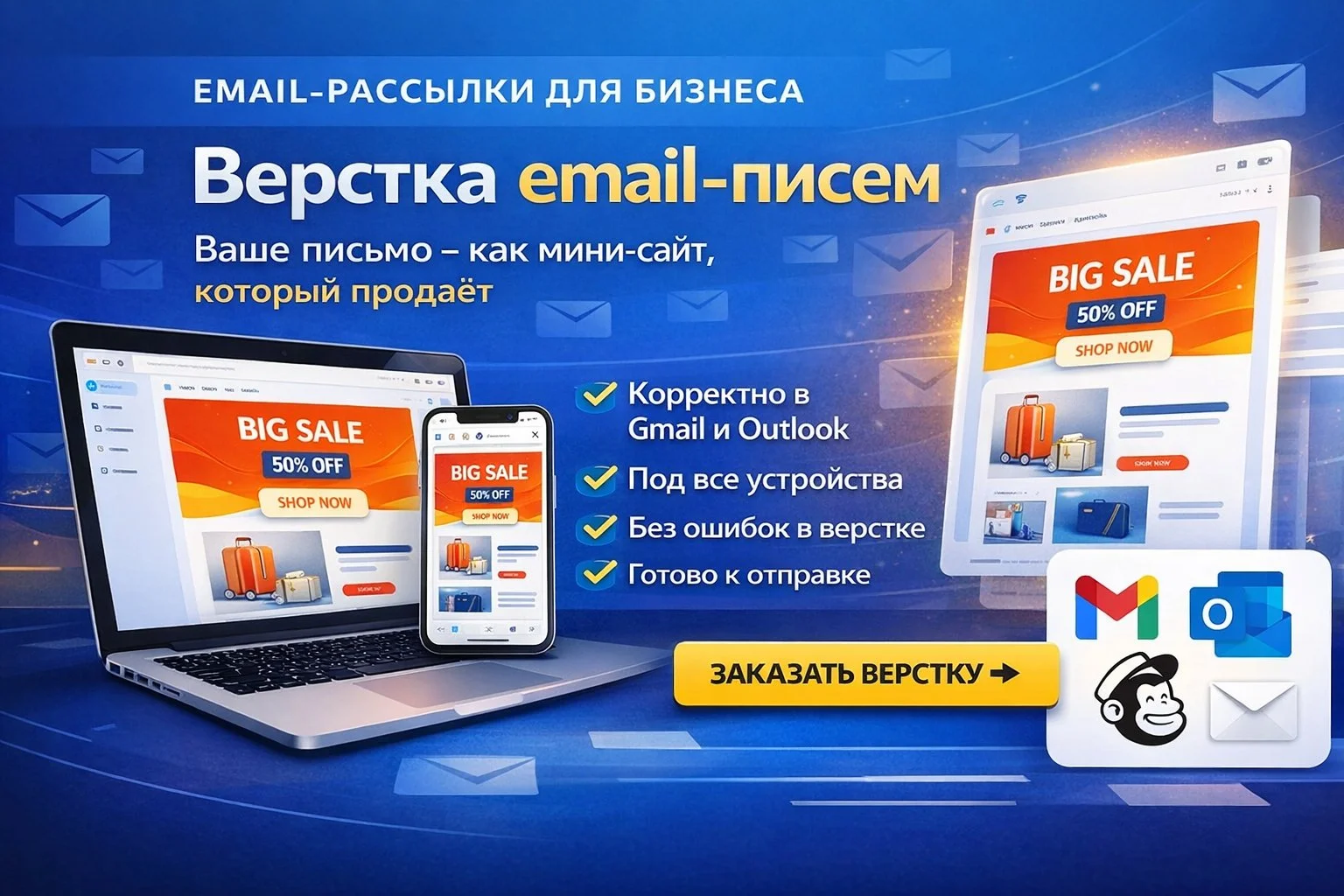 Сверстаю email письмо для рассылки — адаптивно, без багов; Письма, которые не просто читают — по ним - изображение 1