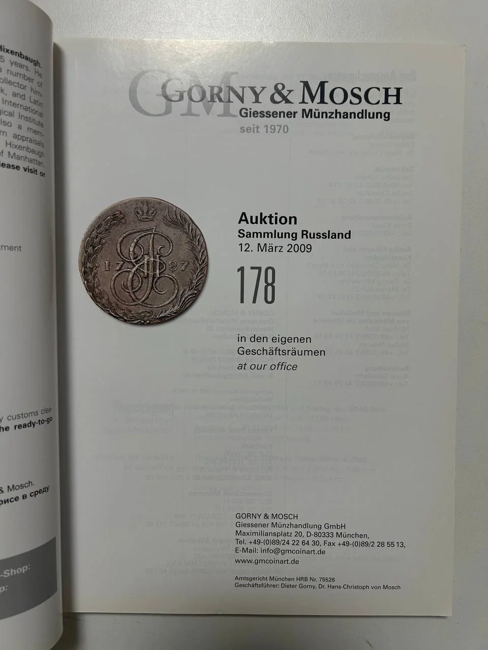 Каталог монет №178 Gorny & Mosch 2009 Munchen Russland coins - миниатюра 2