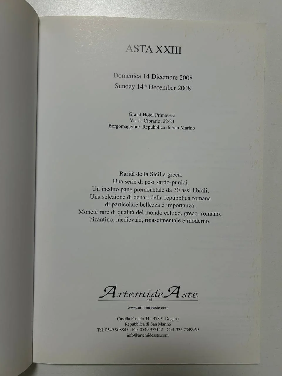 Каталог монет №23 ASTA XXIII Domenica 2008 Artemide Aste - миниатюра 2