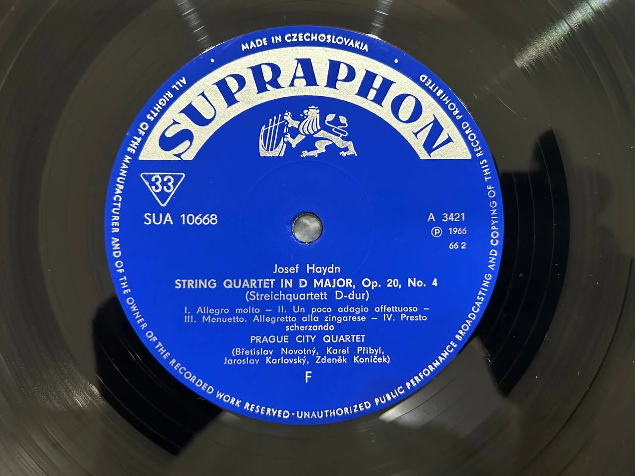 Винил Иозеф Гайдн String Quartet Supraphon Чехословакия SUA 10668 - миниатюра 3