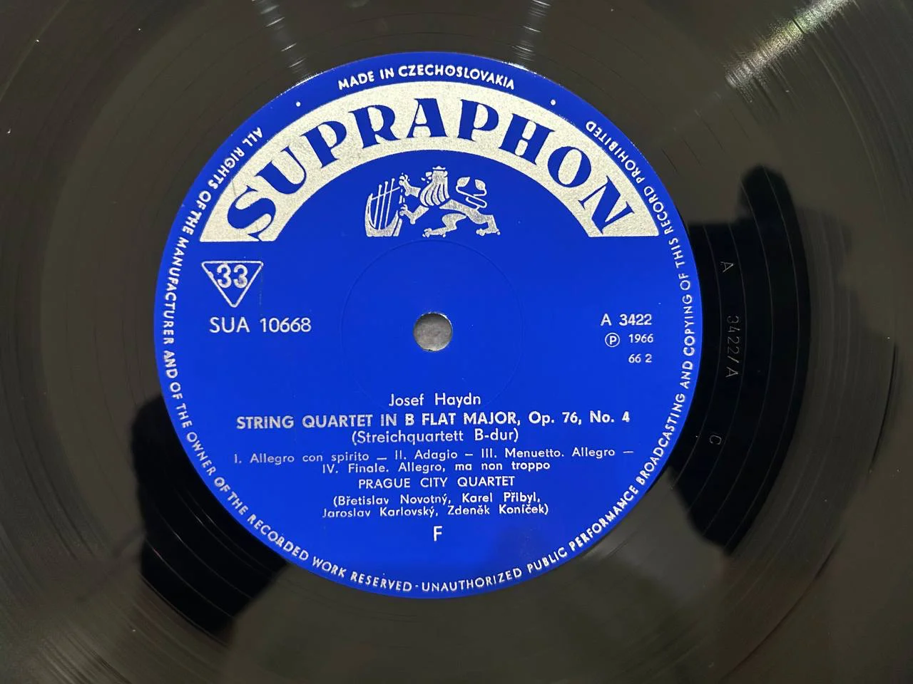 Винил Иозеф Гайдн String Quartet Supraphon Чехословакия SUA 10668 - миниатюра 5
