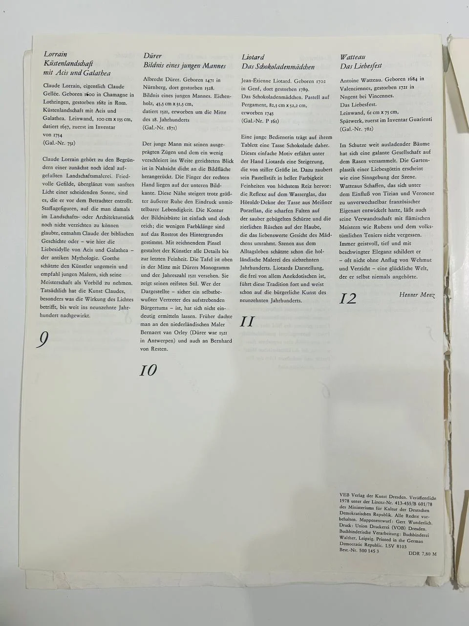 Книга Альбом Gemaldegalerie Alte Meifter 12 репродукций 1978 год - миниатюра 4