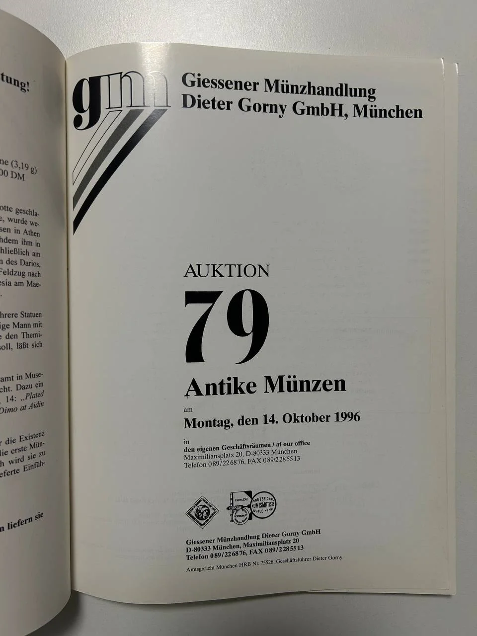 Каталог монет №79 Gorny & Mosch 1996 Munchen - изображение 1