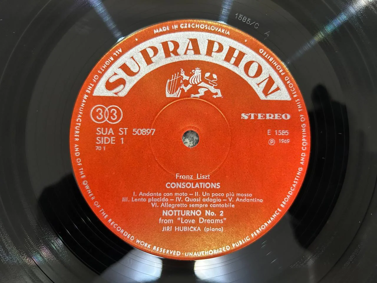 Винил Ференц Лист Consolations Supraphon Чехословакия SUA ST 50897 - миниатюра 3