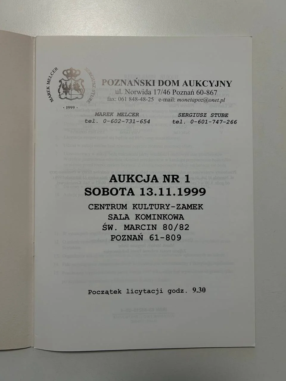 Каталог монет №1 Poznanski Dom Aukcyjny 1999 г. Польша - миниатюра 2
