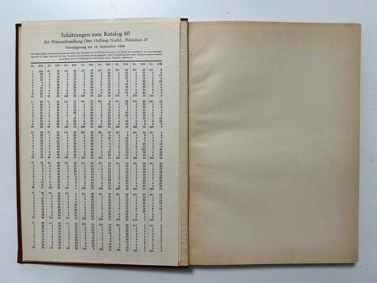 Каталог монет Versteigerungs Katalog 80 GoldmUnzen 16 September 1940 Munzenhandlung Otto Helbing - миниатюра 2