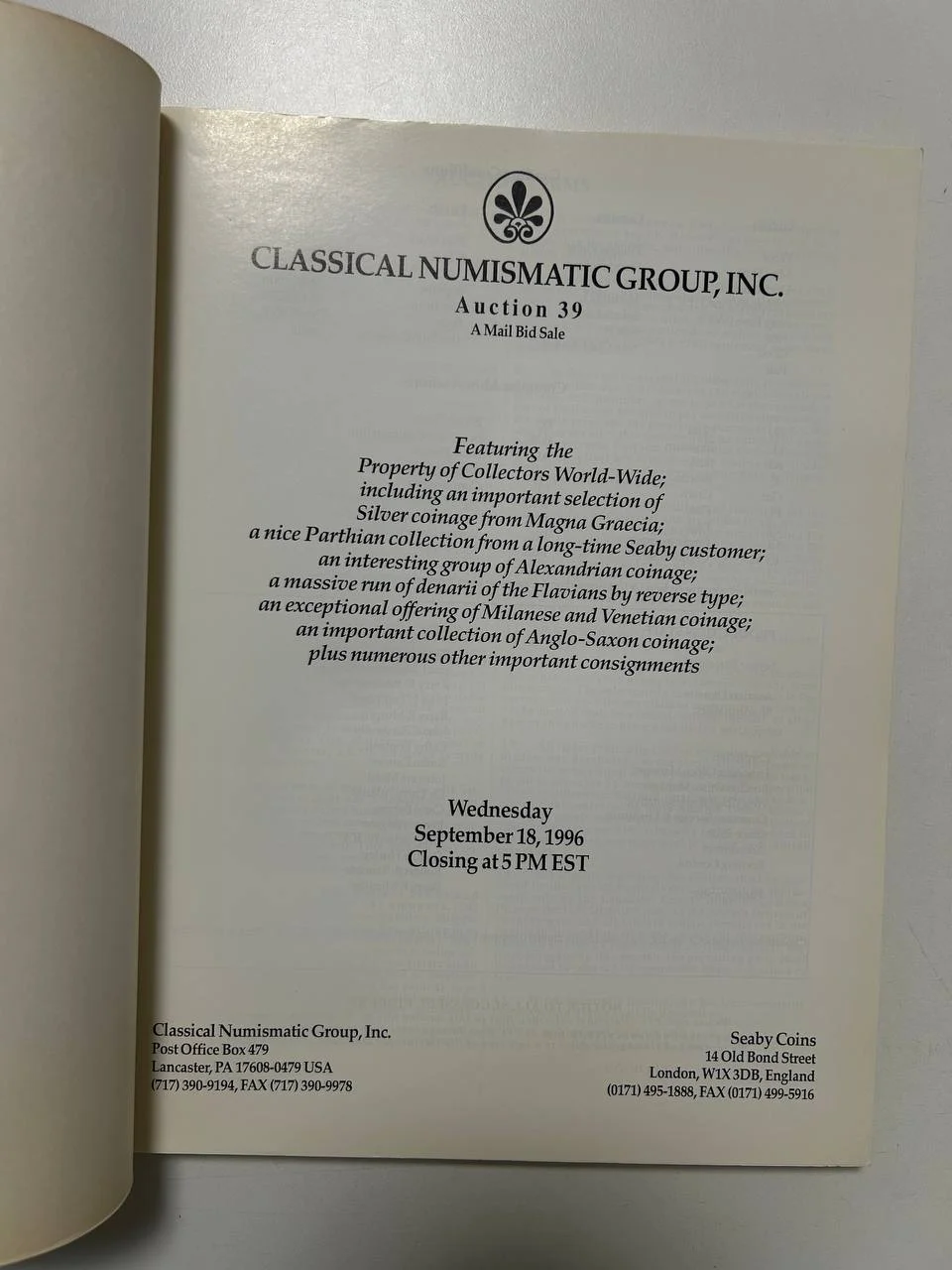 Каталог монет №39 Classical Numismatic Group 1996 England - миниатюра 2
