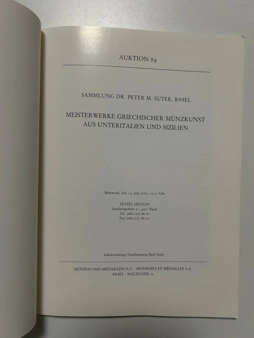 Каталог монет №89 Munzen und Medaillen AG Basel 2000 г. - миниатюра 2