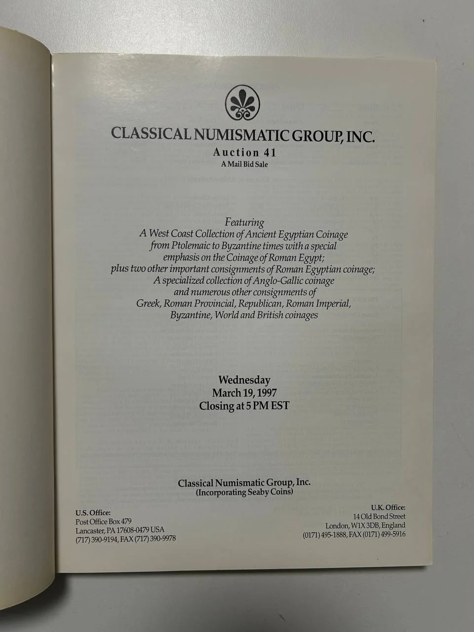 Каталог монет №41 Classical Numismatic Group 1997 England - миниатюра 2