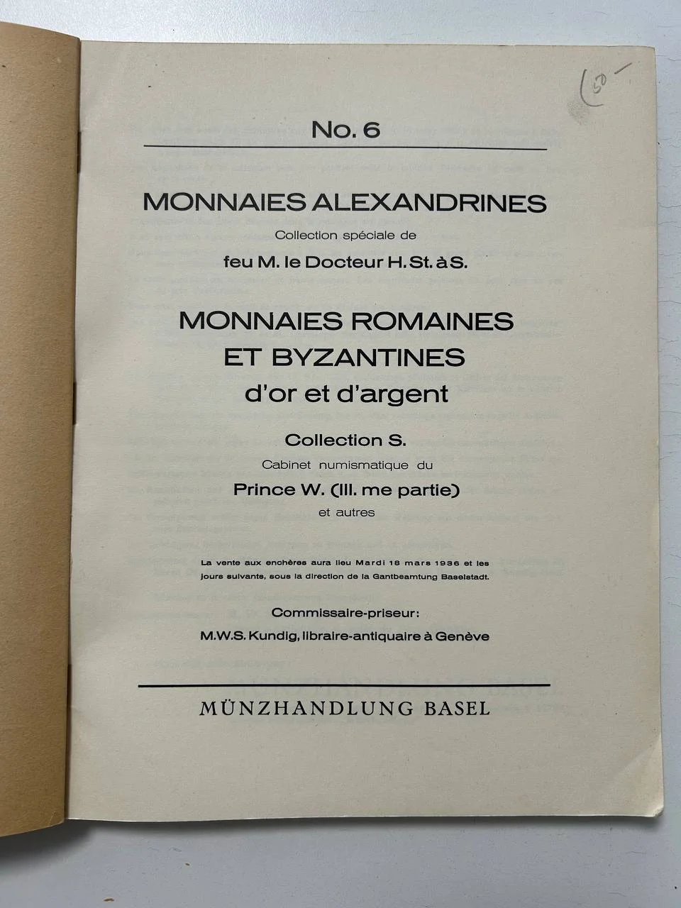 Каталог монет MUNZHANDLUNG BASELVente publique N 6 Monnaies Alexandrines Monnaies 18 Mars 1936 Basel - миниатюра 2