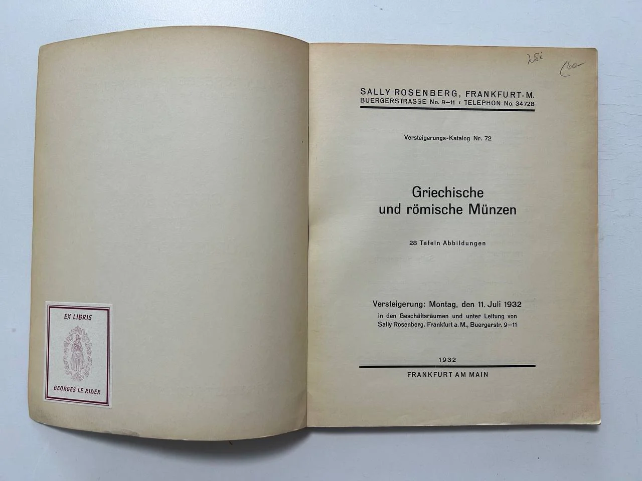 Каталог монет Sally Rosenberg, Frankfurt VERSTEIGERUNGS-KATALOG NR. 72 11 июля 1932 год - миниатюра 2