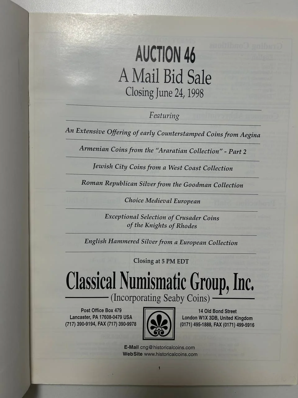 Каталог монет №46 Classical Numismatic Group 1998 England - миниатюра 2